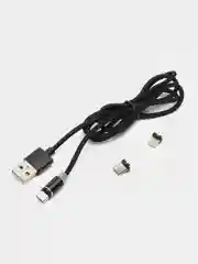 Черный usb-кабель магнитный X-cable c коннекторами: Micro, Type-C,  Lightning