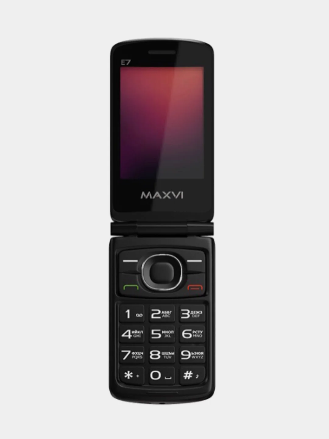 Красный мобильный телефон-раскладушка Maxvi E7