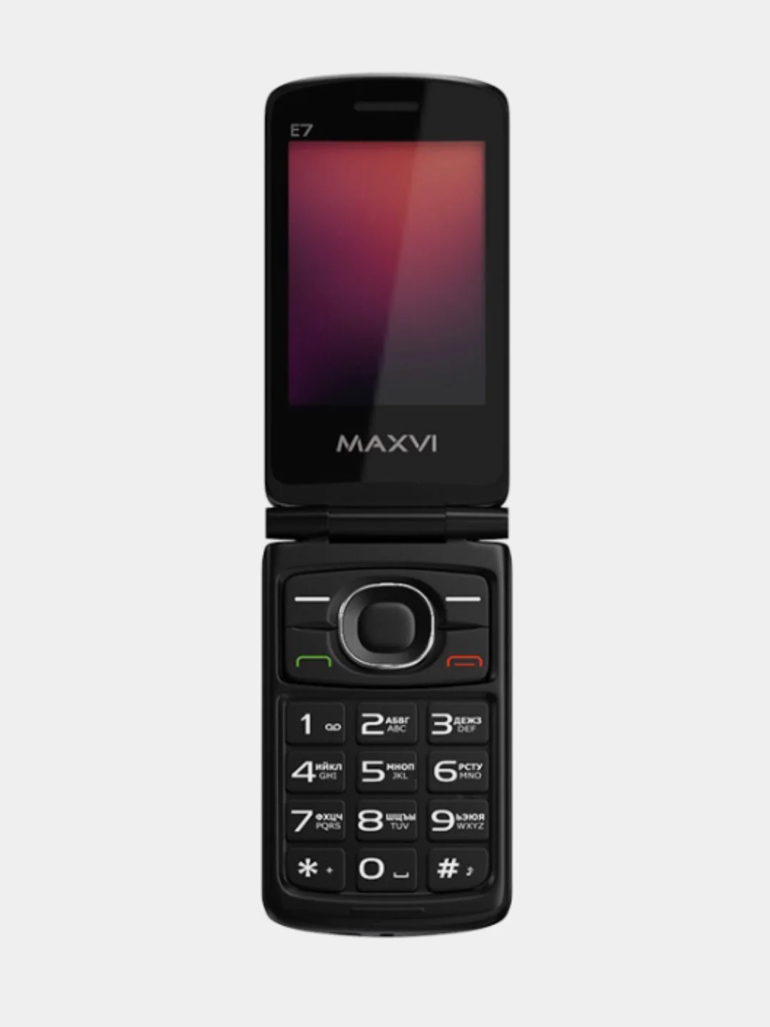 Красный мобильный телефон-раскладушка Maxvi E7