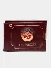 Бордовый обложка для удостоверения ДПС и автодокументов, из натуральной кожи
