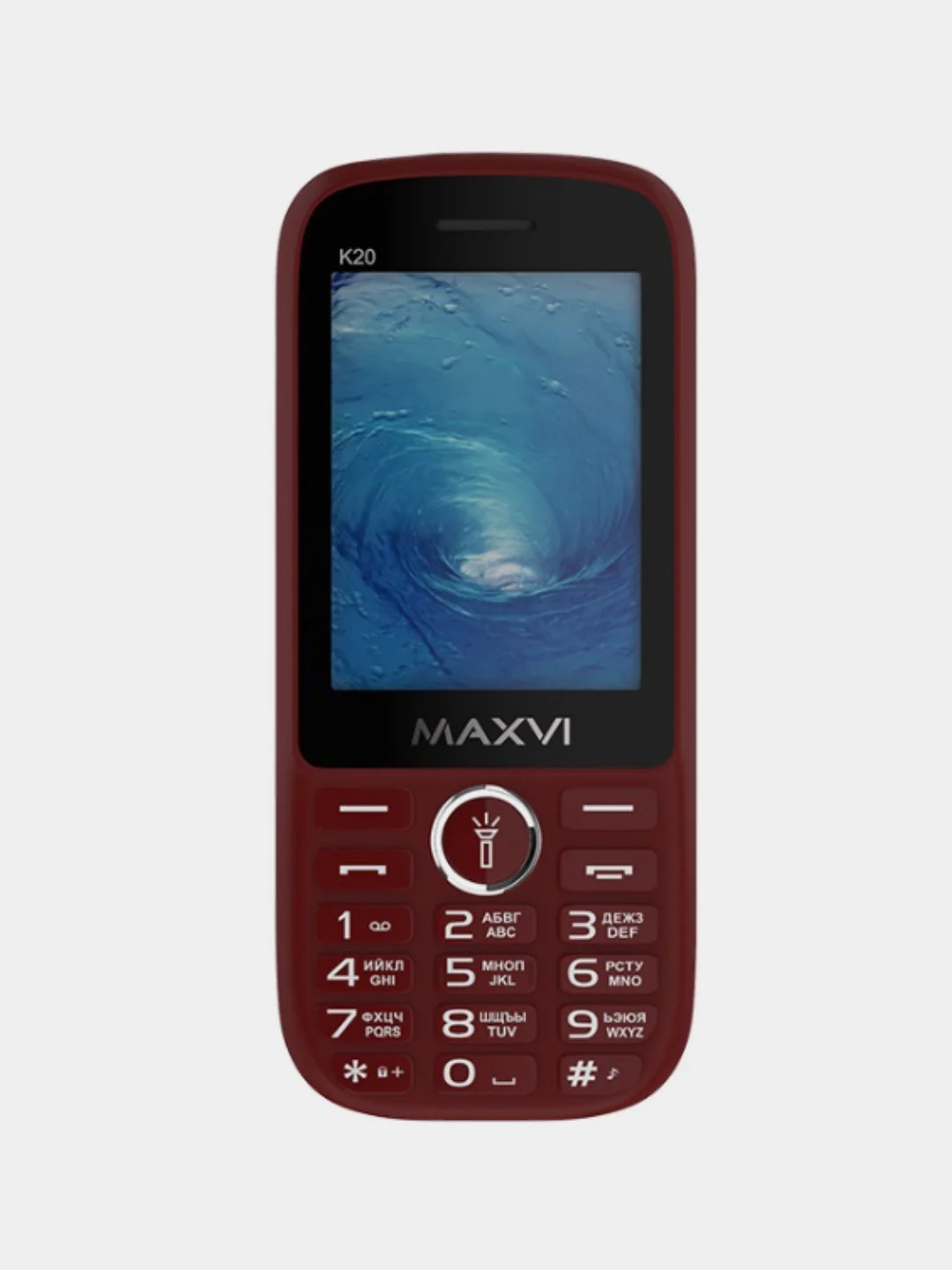 Красный мобильный телефон Maxvi K20, аккумулятор 2500 мАч