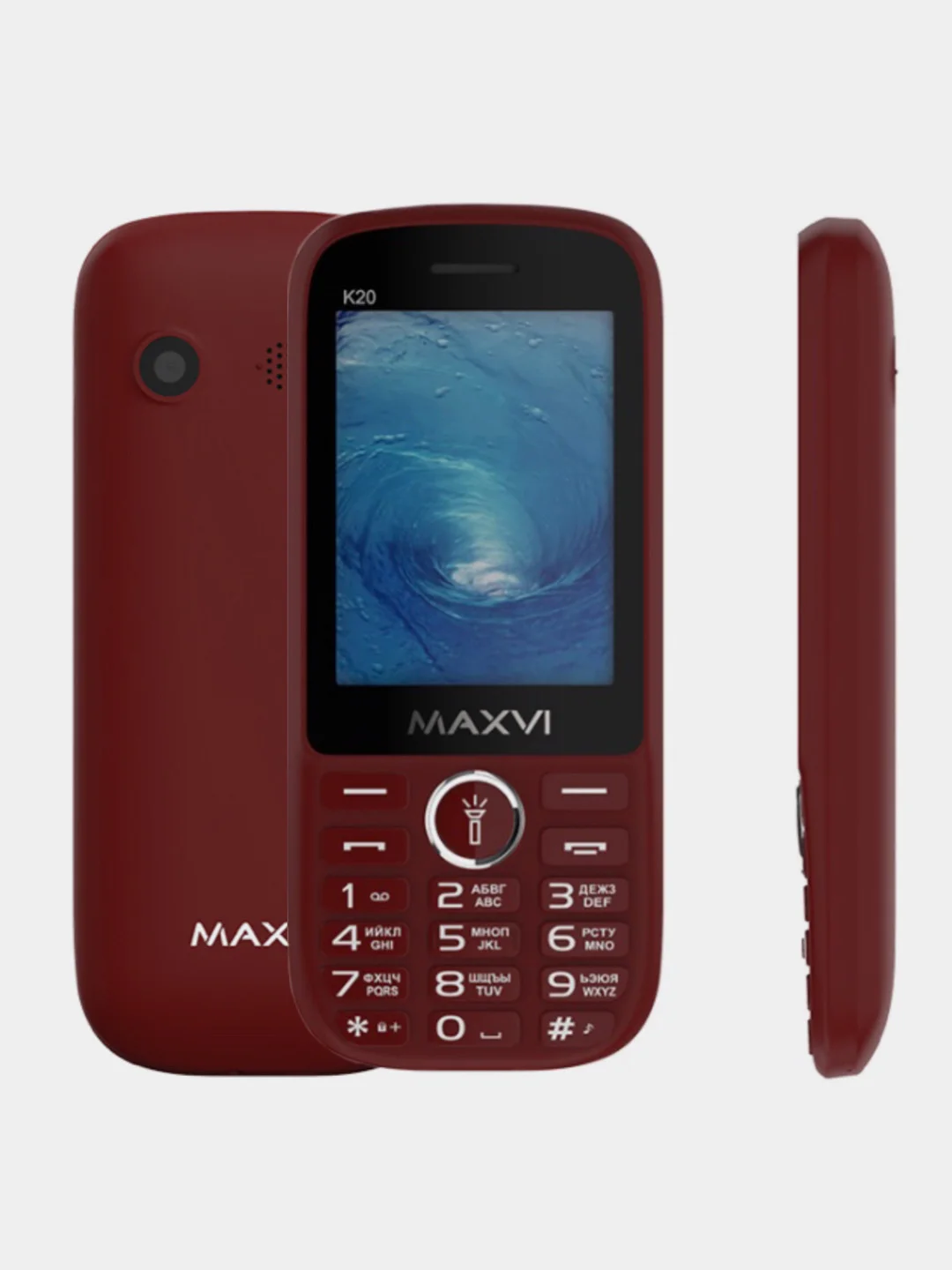 Красный мобильный телефон Maxvi K20, аккумулятор 2500 мАч