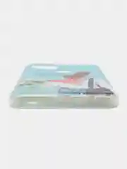 Тёмно-серый силиконовый чехол на Oppo Realme C21/Реалми С21 прозрачный, с рисунком, защита камеры