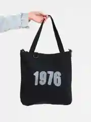 Черный сумка-шоппер женская для спорта, принт 1976