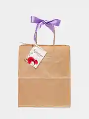 Коричневый крафт пакет подарочный 22*12*25 см с лентой и открыткой с кручеными ручками