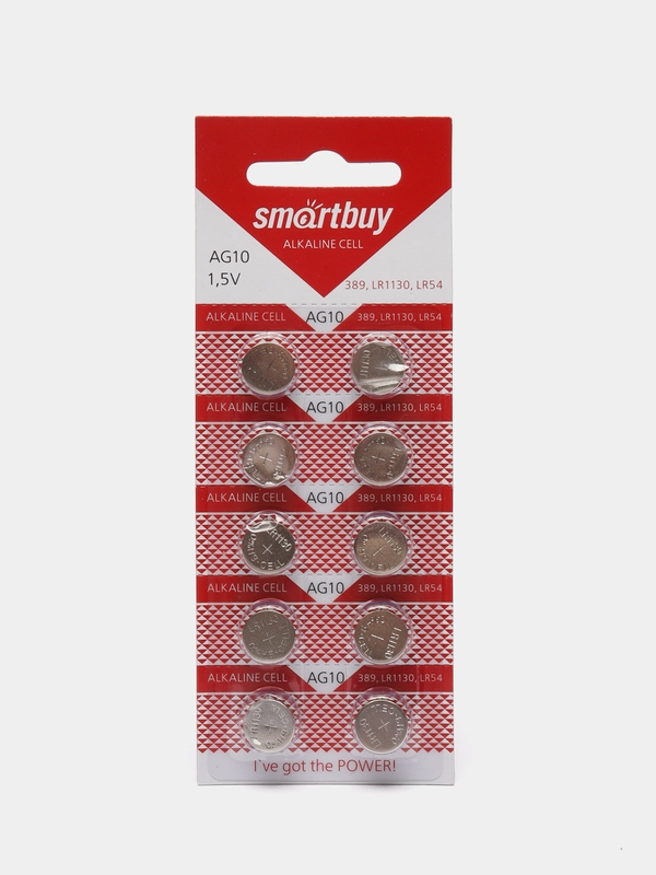 Батарейки Smartbuy AG10 (LR54, LR1130, G10, 389, 390, SR1130) для калькулятора