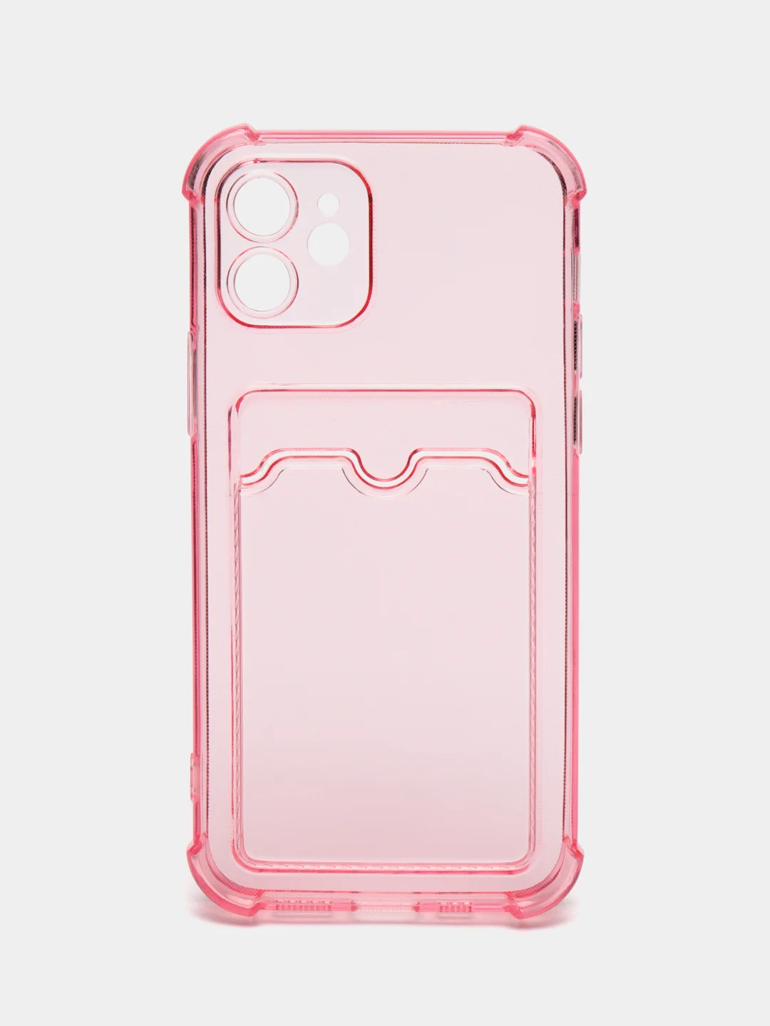 Розовый чехол для iPhone 12, с карманом для карт