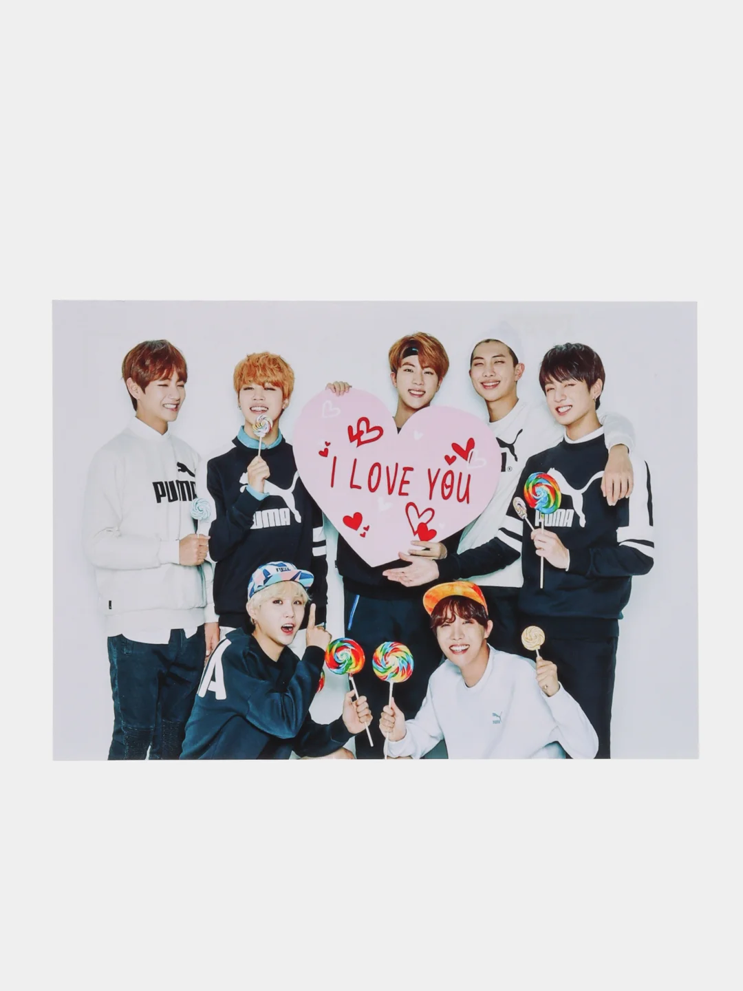 Бежевый конверт подарочный для денег с фото открыткой k-pop "BTS"