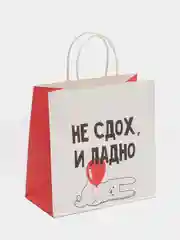 Белый пакет подарочный с приколом, 22х11х22