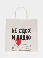 Белый пакет подарочный с приколом, 22х11х22