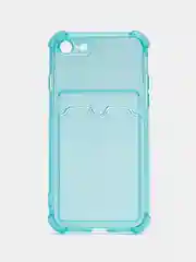 Бирюзовый чехол для iPhone 7, 8, SE 2020, с карманом для карт