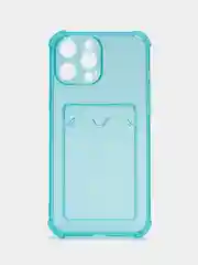 Бирюзовый чехол для iPhone 13 Pro Max с карманом для карт