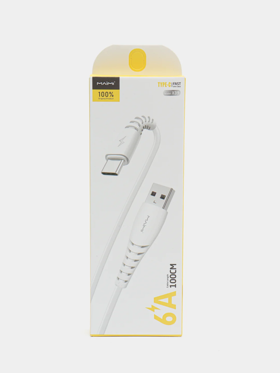Белый кабель зарядный USB Micro, Type-c, Lightning для iPhone, Maimi X39, до 6A, 1метр, 2 метра