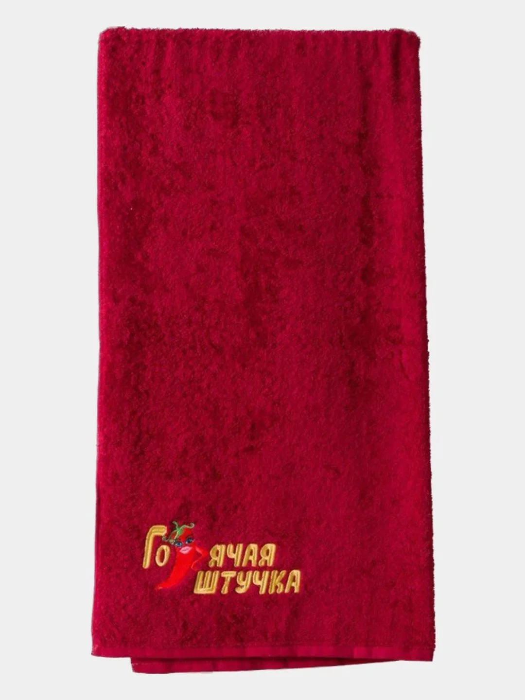 Бордовый полотенце махровое, банное, женское, с вышивкой, 70 х 140 см