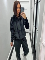 Женский костюм спортивный, повседневный, с капюшоном, из велюра