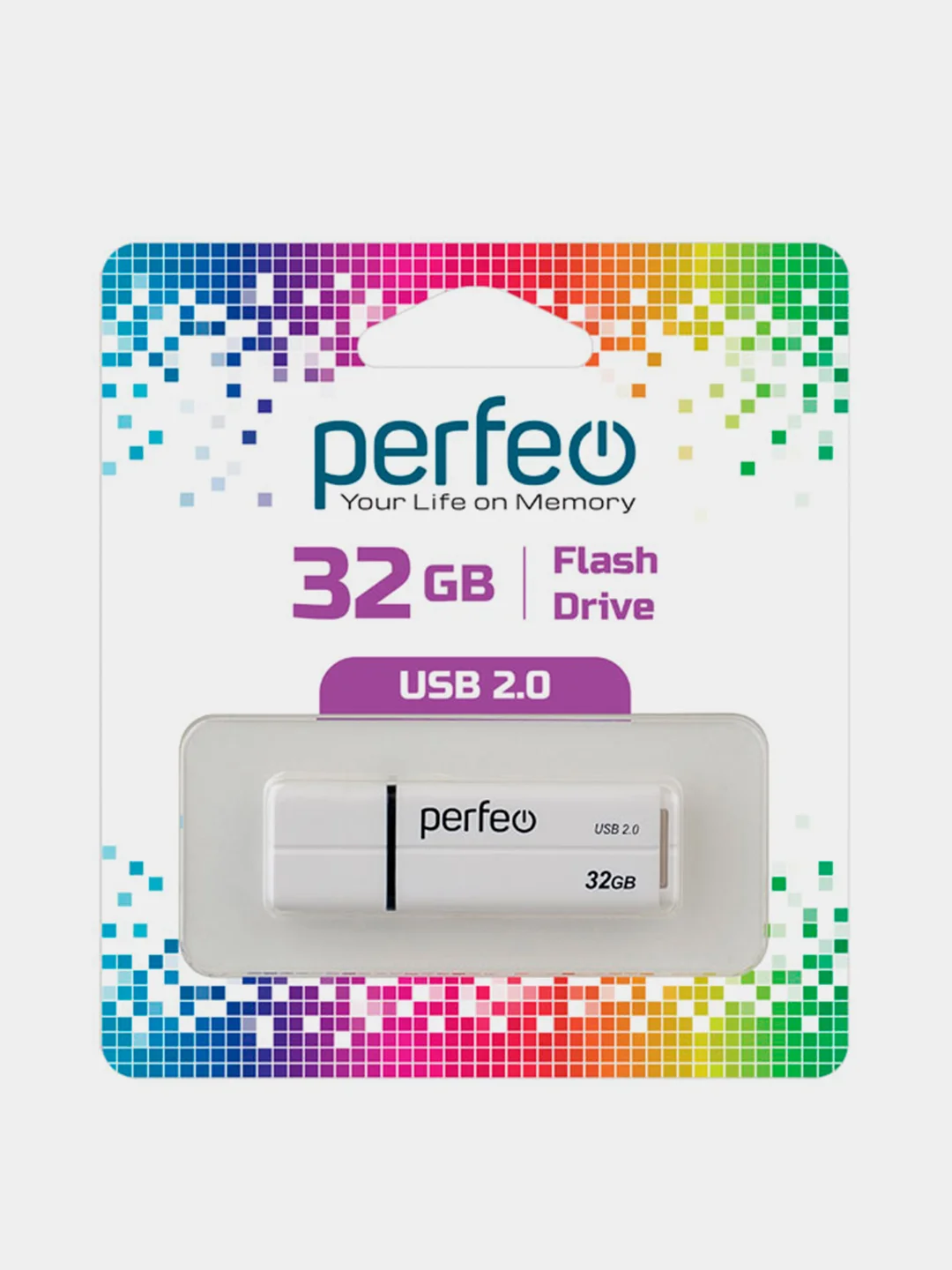 Белый флеш-накопитель Perfeo C01G2 32GB, USB 2.0