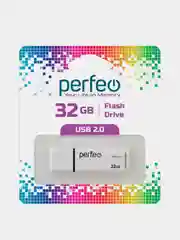 Белый флеш-накопитель Perfeo C01G2 32GB, USB 2.0