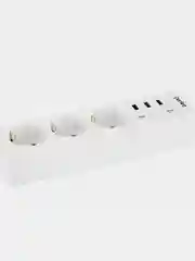 Белый сетевой фильтр Perfeo POWER STREAM 3 розетки, 2.5 кВт, двойная защита, 3 USB
