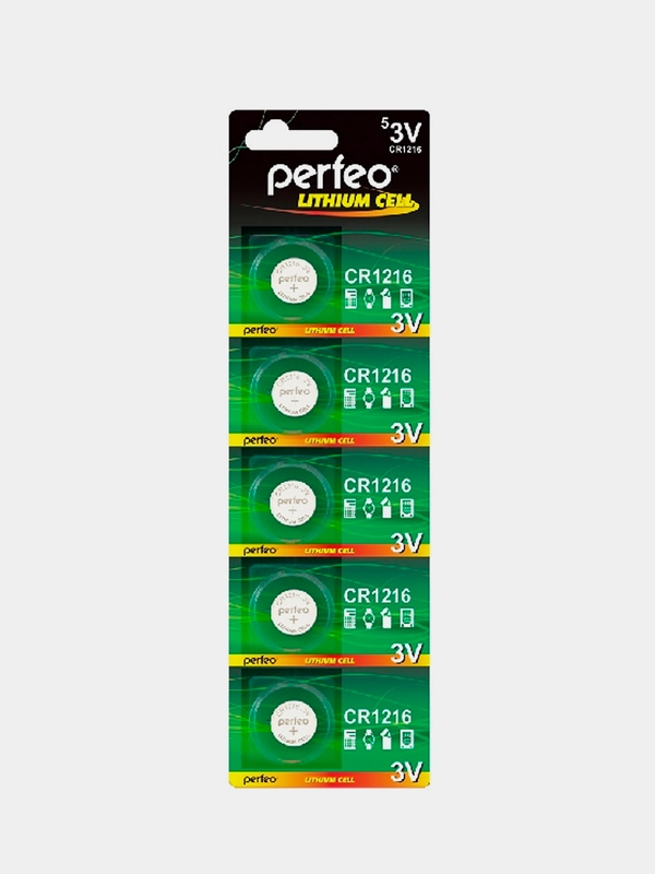 Батарейки дисковые литиевые Perfeo CR1216 Lithium Cell, 5 штук