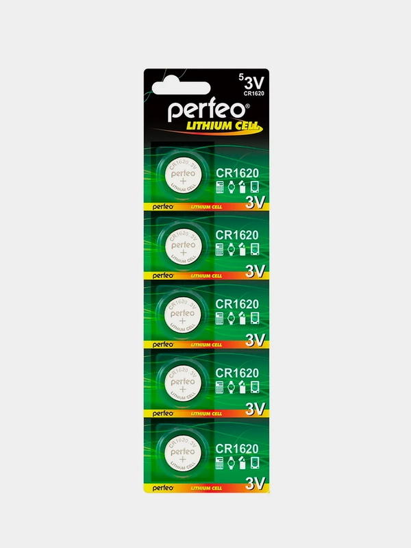 Батарейки дисковые литиевые Perfeo CR1620 Lithium Cell, 5 штук