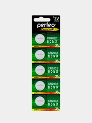 Батарейки дисковые литиевые Perfeo CR2032 Lithium Cell, 5 штук