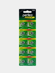 Батарейки дисковые алкалиновые Perfeo LR41 (392A, AG3, 192) Alkaline Cell, 10 штук