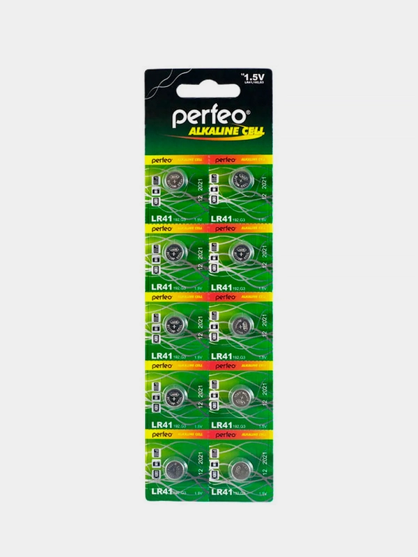 Батарейки дисковые алкалиновые Perfeo LR41 (392A, AG3, 192) Alkaline Cell, 10 штук