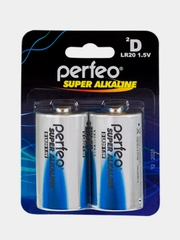 Батарейки алкалиновые Perfeo Super Alkaline LR20, "D", 2 штуки