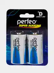 Батарейки алкалиновые Perfeo Super Alkaline LR20, "D", 2 штуки