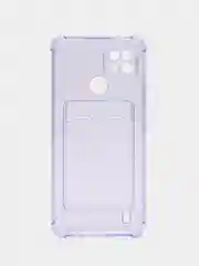 Лавандовый чехол противоударный для Realme C21 / Реалми С21 прозрачный, с карманом для карты