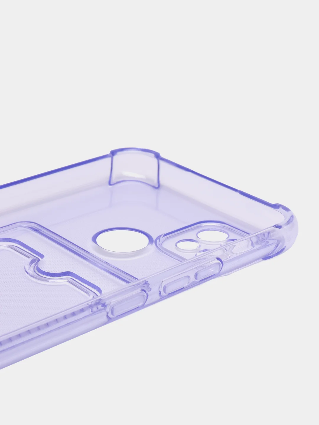 Лавандовый чехол противоударный для Realme C21 / Реалми С21 прозрачный, с карманом для карты