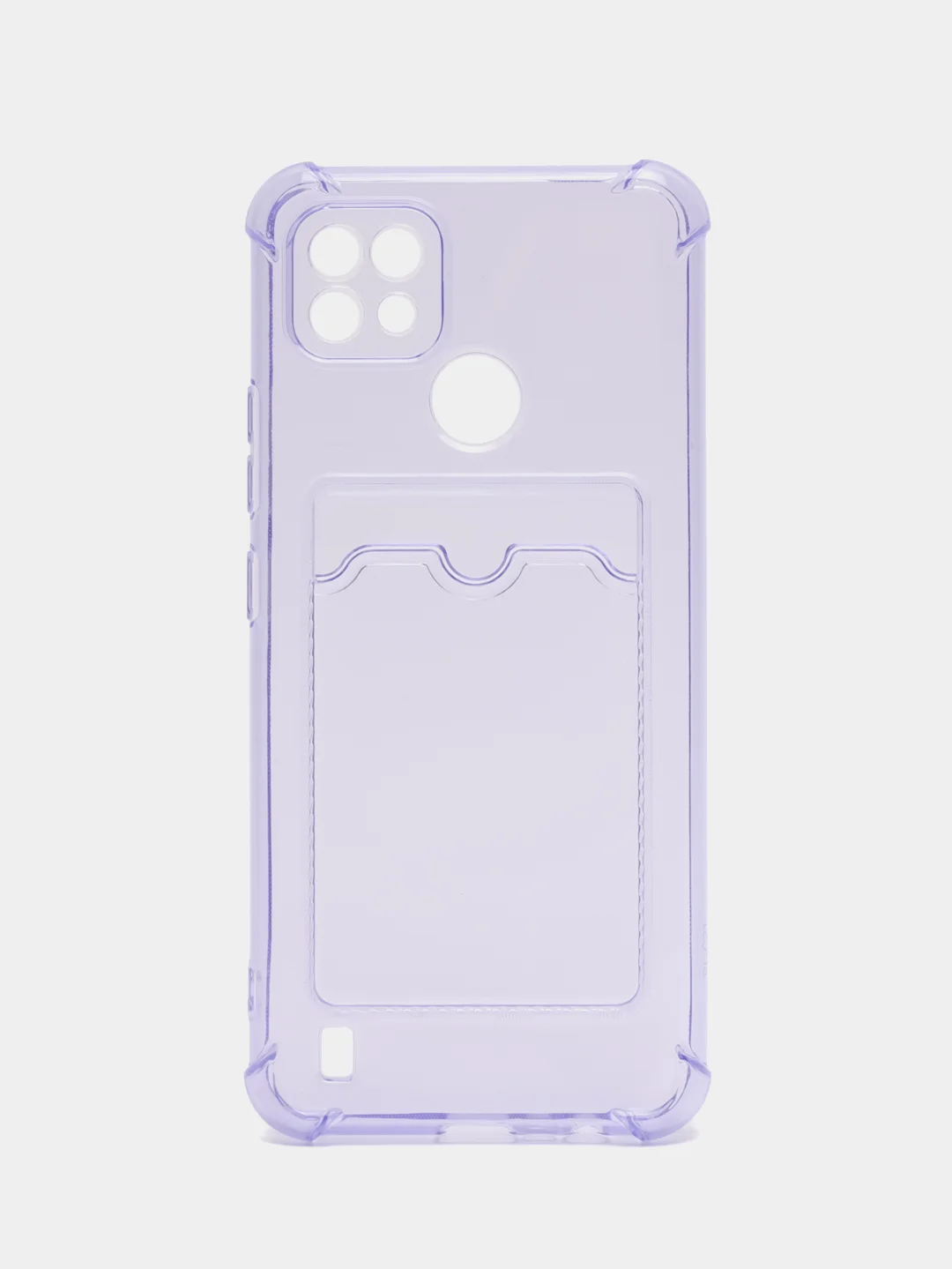 Лавандовый чехол противоударный для Realme C21 / Реалми С21 прозрачный, с карманом для карты
