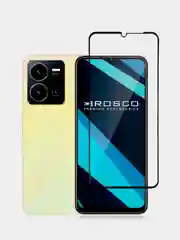 1-2 шт стекло для Vivo Y35 защитное ROSCO прозрачное закаленное олеофобное с черной рамкой