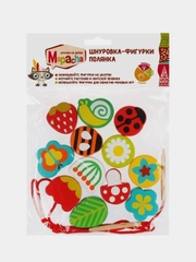 Деревянная игрушка - шнуровка "Бусы полянка", для детей