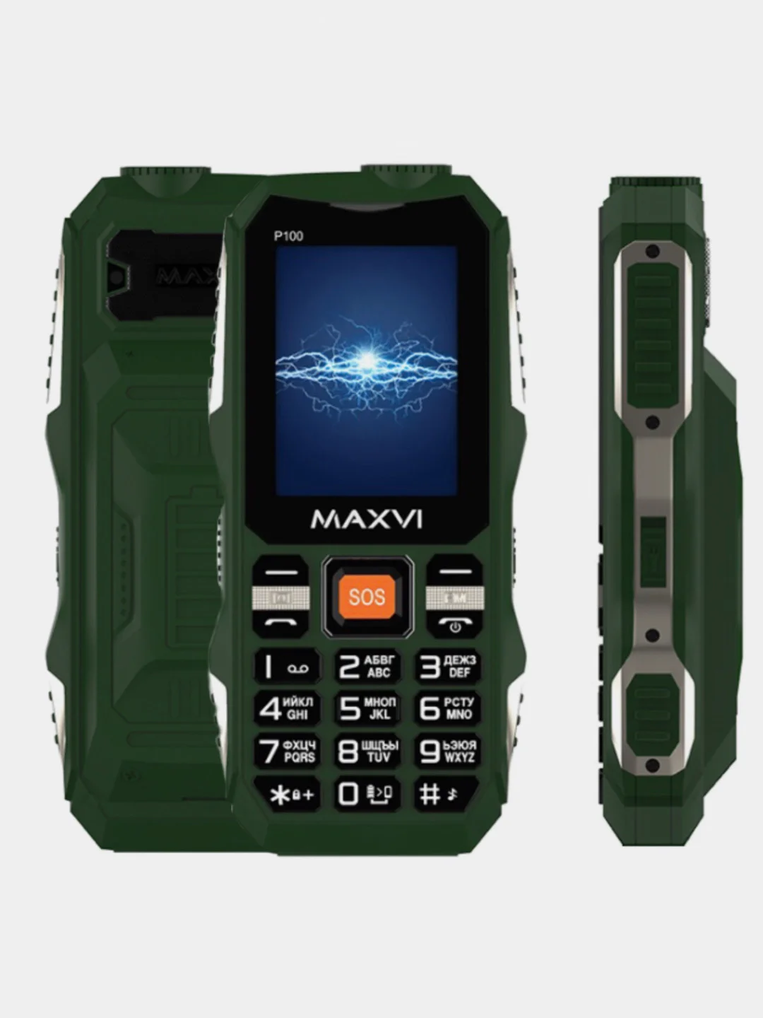 Черный мобильный телефон Maxvi P100, ударопрочный
