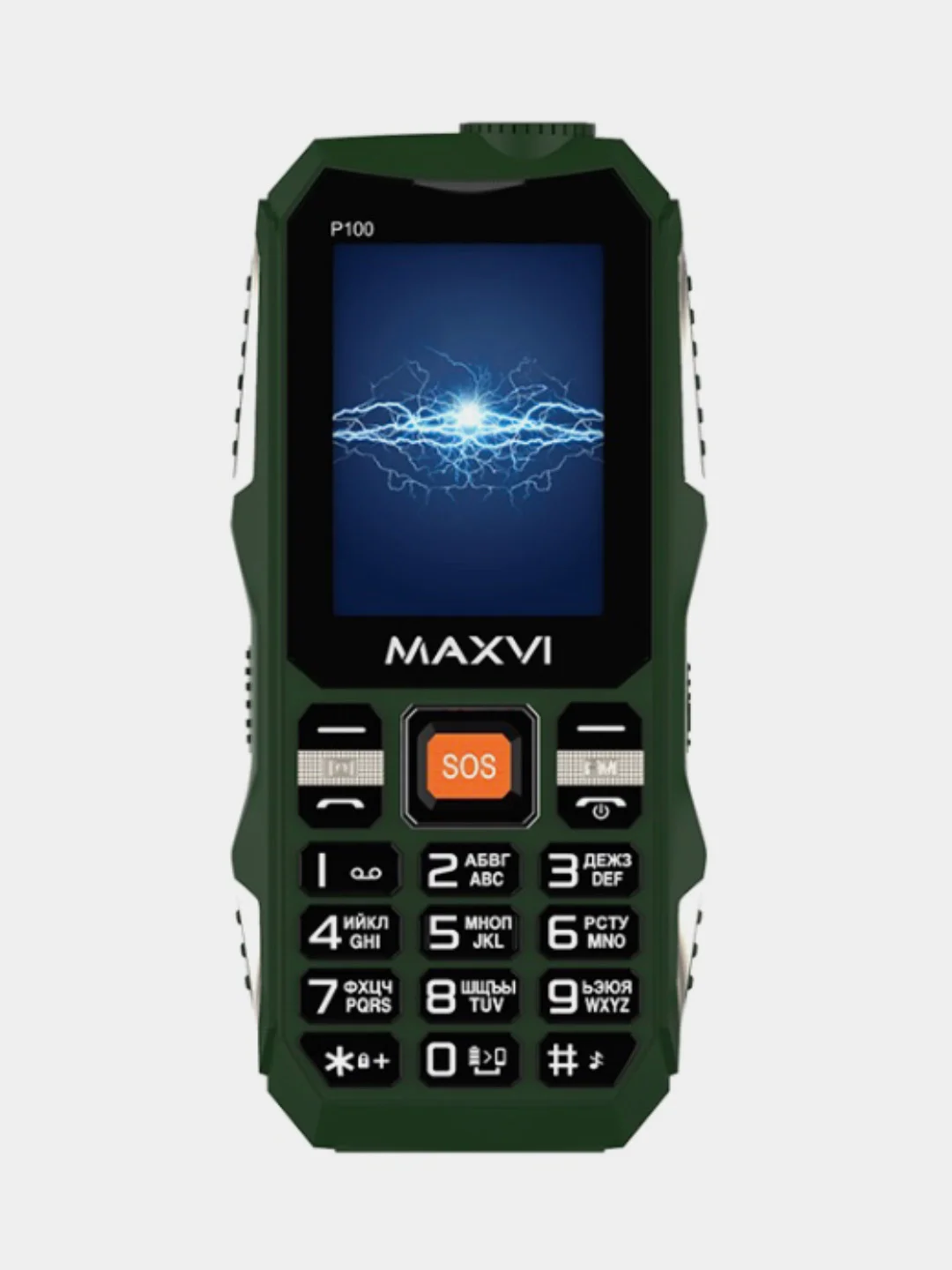Черный мобильный телефон Maxvi P100, ударопрочный