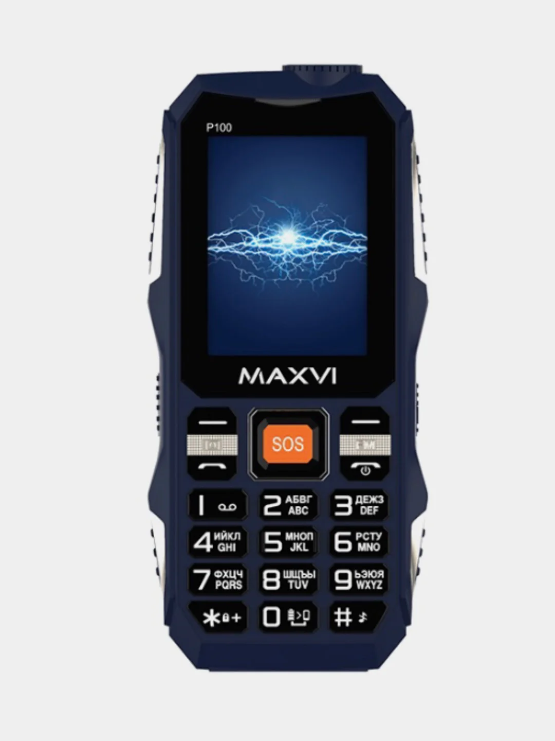 Черный мобильный телефон Maxvi P100, ударопрочный