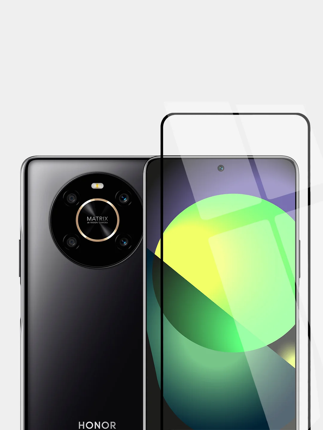 Прозрачный защитное стекло BROSCORP для Honor X9 с олеофобным покрытием и черной рамкой закаленное