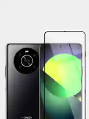 Прозрачный защитное стекло BROSCORP для Honor X9 с олеофобным покрытием и черной рамкой закаленное