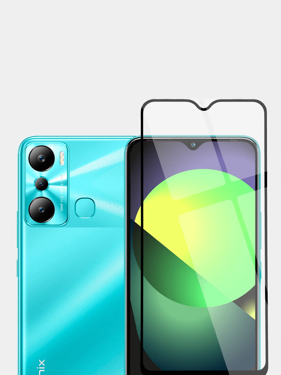 Прозрачный защитное стекло BROSCORP для Infinix Hot 20i, с олеофобным покрытием и черной рамкой