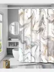 Белый шторы для ванной под мрамор