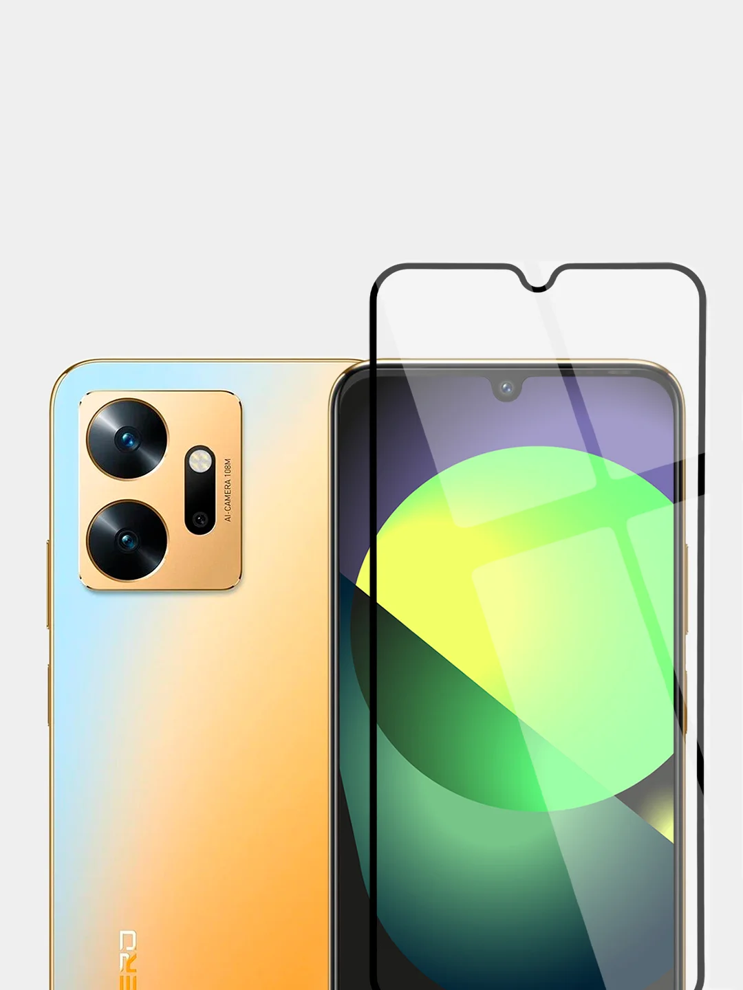 Прозрачный защитное стекло BROSCORP для Infinix Zero 20 с олеофобным покрытием и черной рамкой