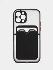 Черный чехол на iPhone XR, X, XS, 11, 12, 12Pro, 13, 13 Pro, с карманом для карт