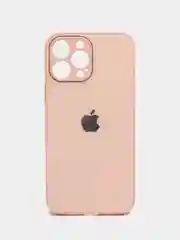 Розовый чехол для айфон со стеклянной панелью iPhone 11, 12, 13, 14, Pro, 12 Pro Max, 14 Pro