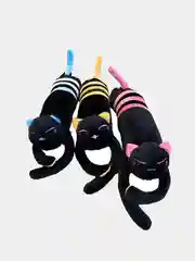 Мягкая игрушка Кот батон длинный черный полосатый, подушка обнимашка