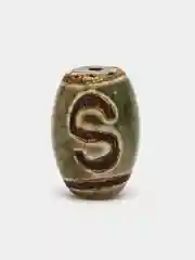 Бежевый бусина Дзи, длина 1 см