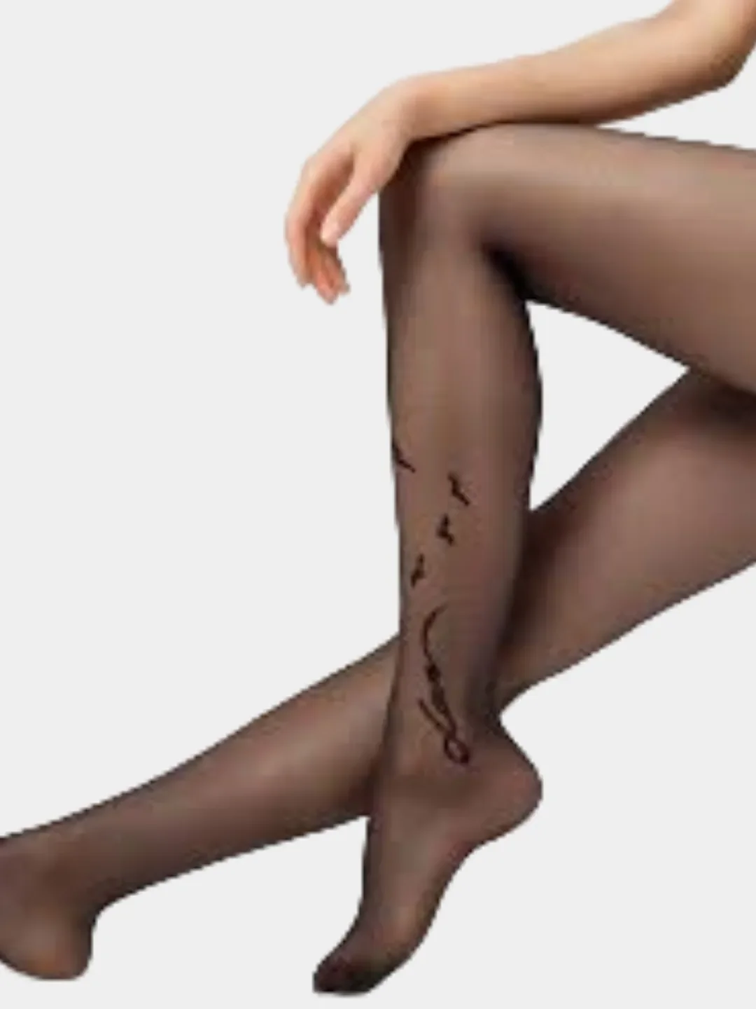 Черный капроновые колготки MiNiMi Tattoo Love, колготки с рисунком на щиколотке,колготки женские