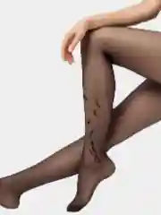 Черный капроновые колготки MiNiMi Tattoo Love, колготки с рисунком на щиколотке,колготки женские
