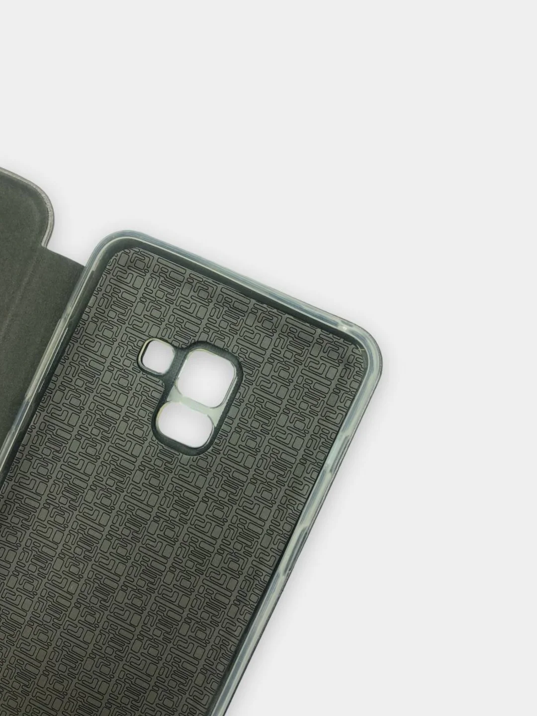 Серебряный чехол-книжка на Samsung Galaxy A8 2018, Самсунг Галакси А8 2018