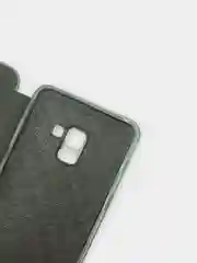 Серебряный чехол-книжка на Samsung Galaxy A8 2018, Самсунг Галакси А8 2018